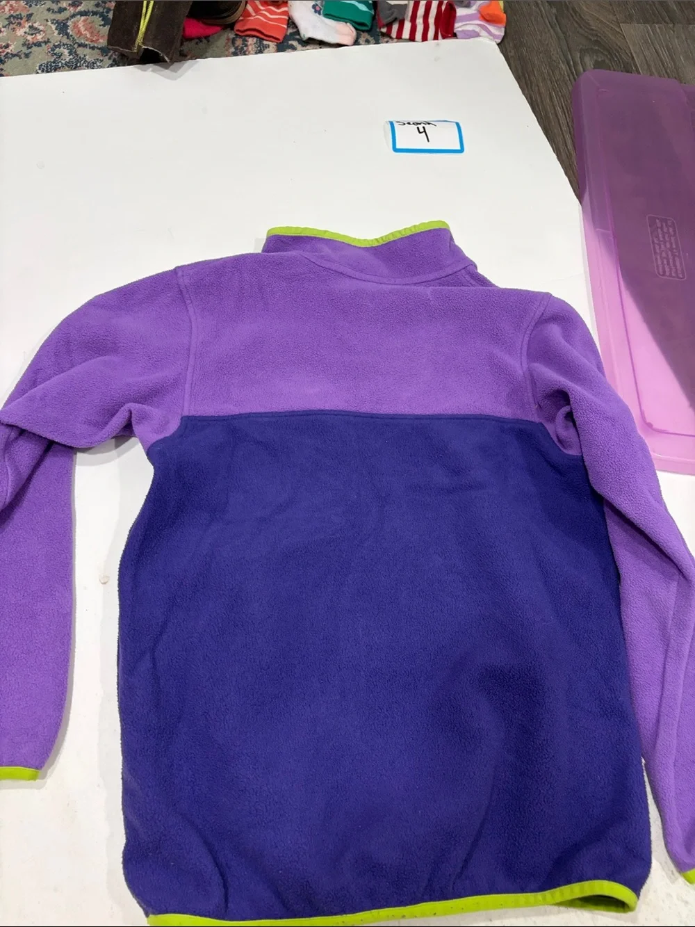 Patagonia Kids Two-Tone Purple Fleece with Lime Trim